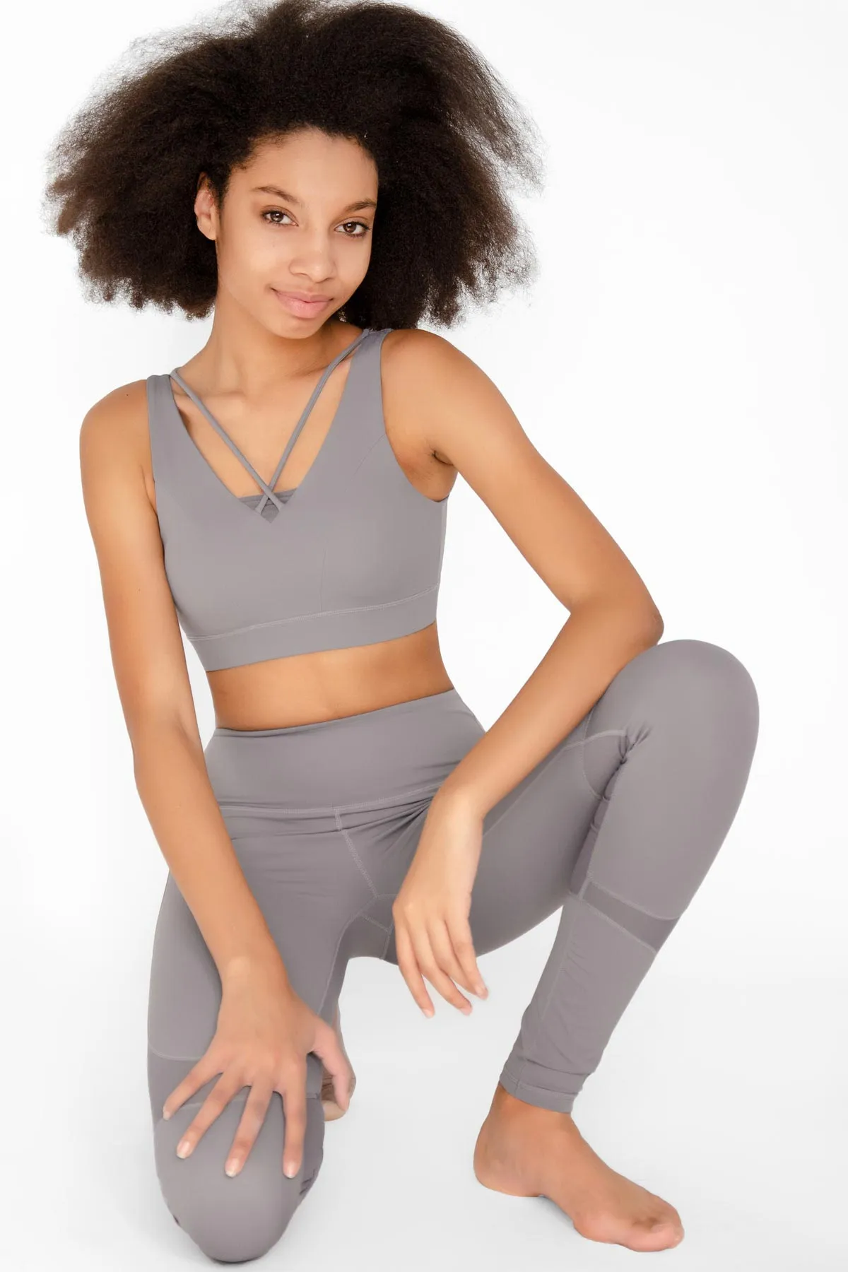 4 for $54 - Silver Grey Kelly Strappy Open-Back Padded Sports Bra - Women