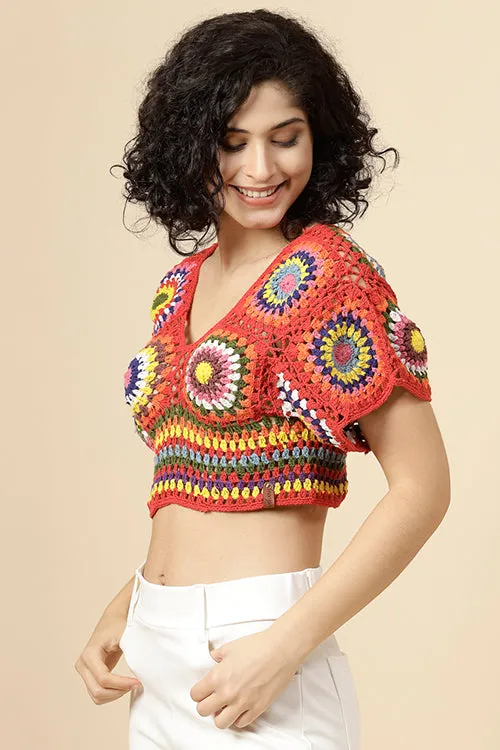 Ajoobaa Pure Cotton Crochet Blouseon