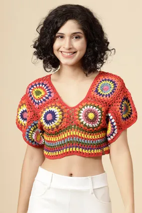 Ajoobaa Pure Cotton Crochet Blouseon