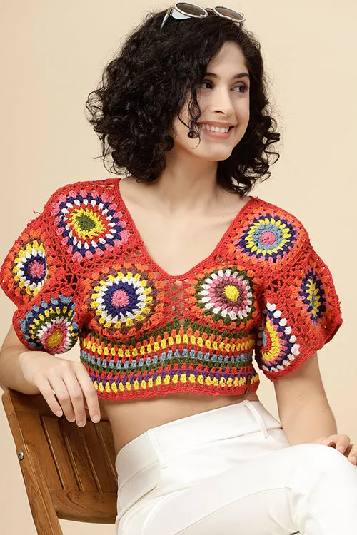 Ajoobaa Pure Cotton Crochet Blouseon