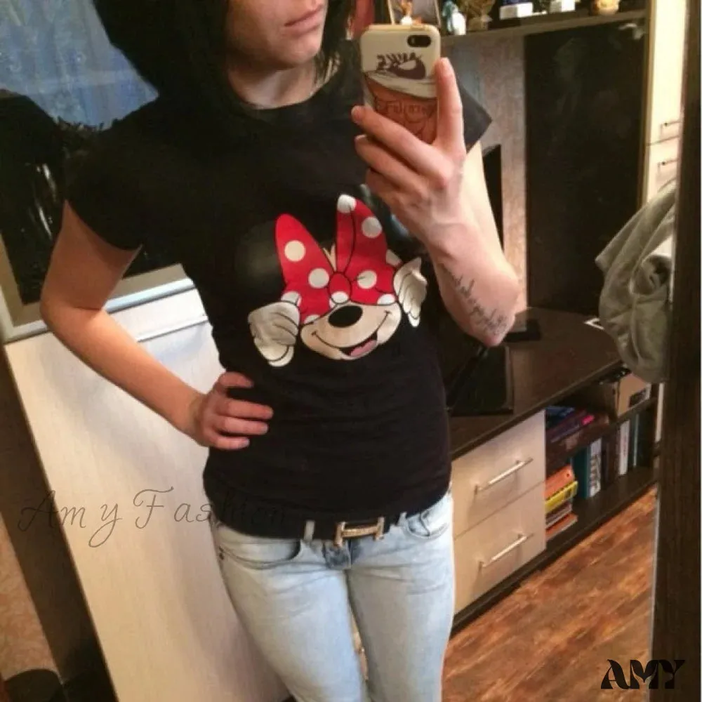 Amy Fashion - Three Mickey Mouse Print Women T shirt