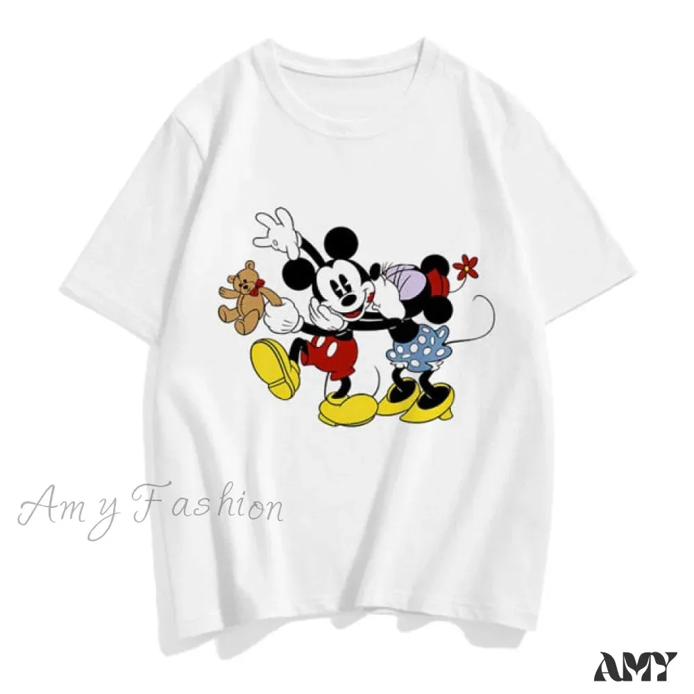 Amy Fashion - Three Mickey Mouse Print Women T shirt