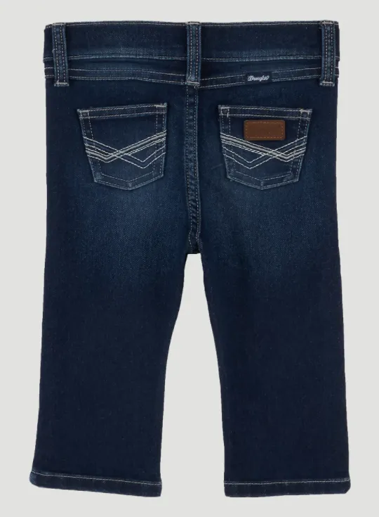 Baby Boy's Wrangler 10PQJ470D Denim Stitched Pocket Bootcut Jeans (0/3 Month-4 Toddler)