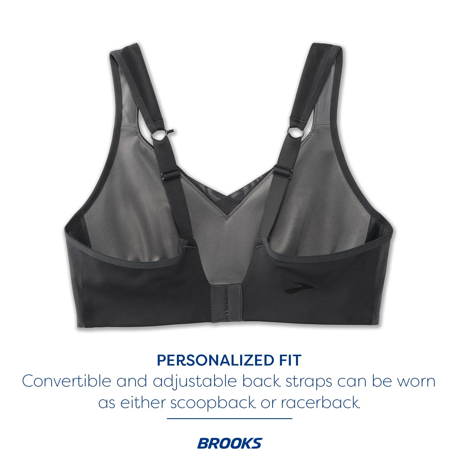 Brooks Women's Convertible Sports Bra for High Impact Running, Workouts & Sports with Maximum Support - Asphalt - 38 F