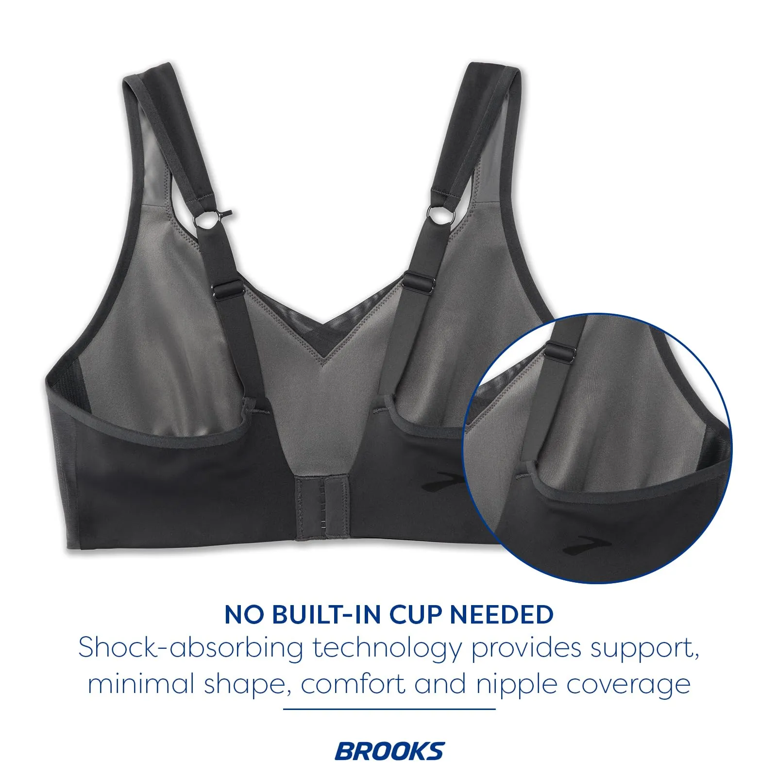 Brooks Women's Convertible Sports Bra for High Impact Running, Workouts & Sports with Maximum Support - Asphalt - 38 F