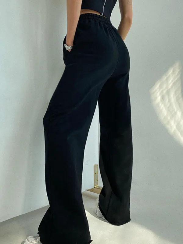 Casual Loose Tie Wide Leg Pants