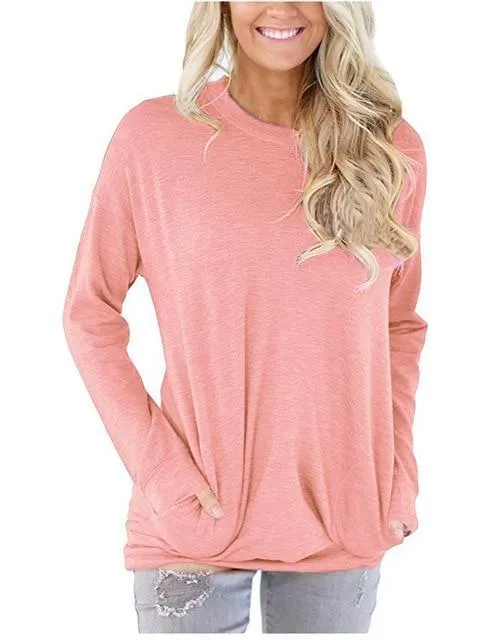 Casual Solid Batwing Tunic Tops