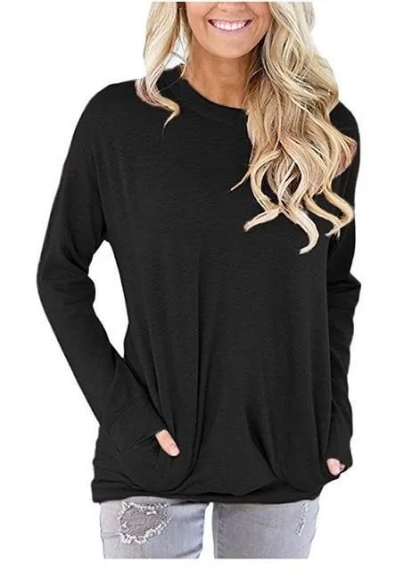 Casual Solid Batwing Tunic Tops