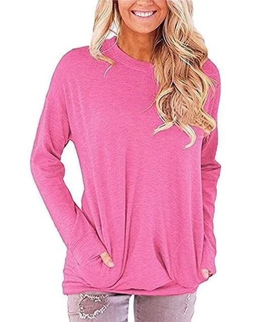 Casual Solid Batwing Tunic Tops