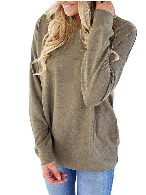 Casual Solid Batwing Tunic Tops