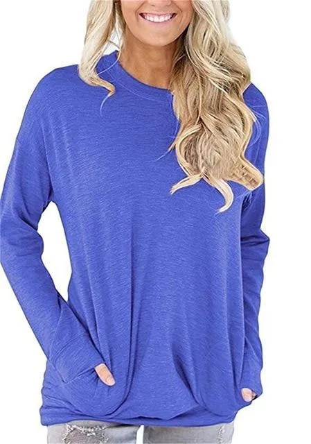 Casual Solid Batwing Tunic Tops