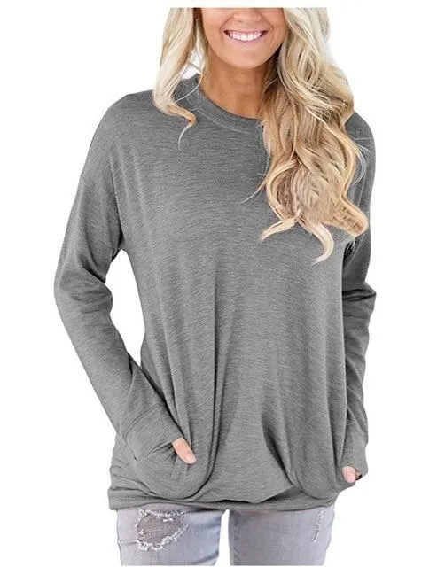 Casual Solid Batwing Tunic Tops