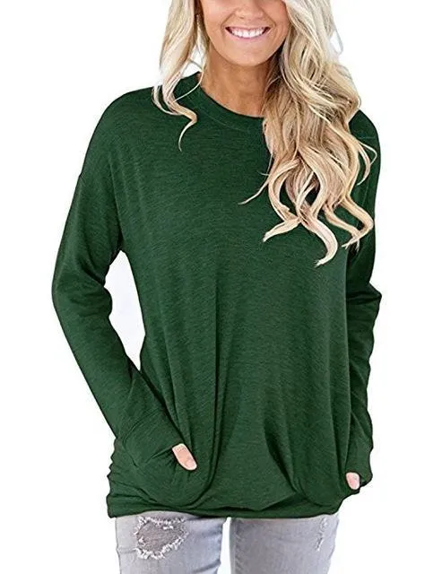 Casual Solid Batwing Tunic Tops