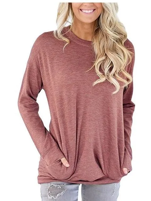 Casual Solid Batwing Tunic Tops