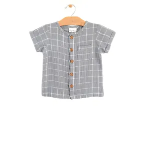 City Mouse Woven Button Down Tee - Windowpane