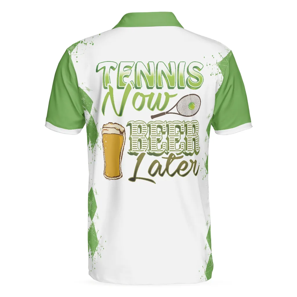 Coolspod Tennis Now Beer Later 3D All Over Printed Polo Shirt, Tennis Beer Polo Shirt