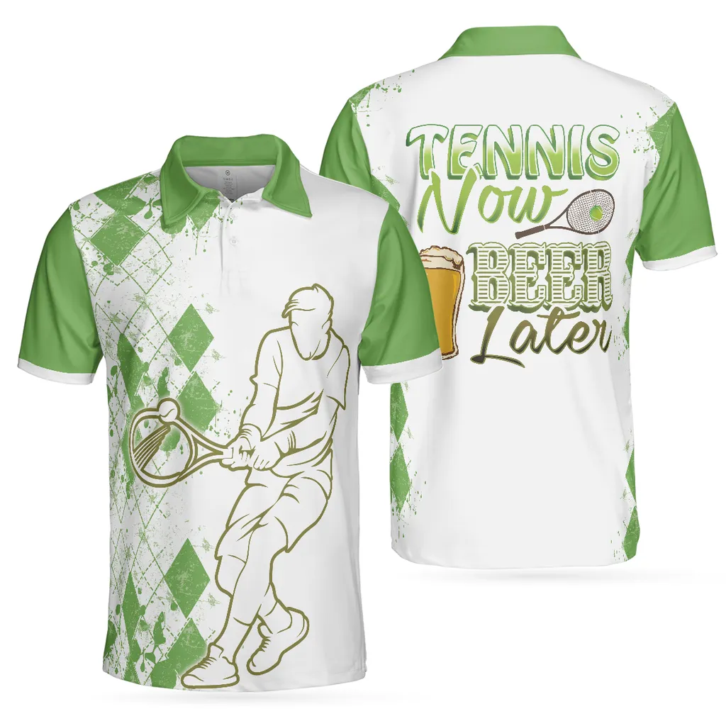 Coolspod Tennis Now Beer Later 3D All Over Printed Polo Shirt, Tennis Beer Polo Shirt