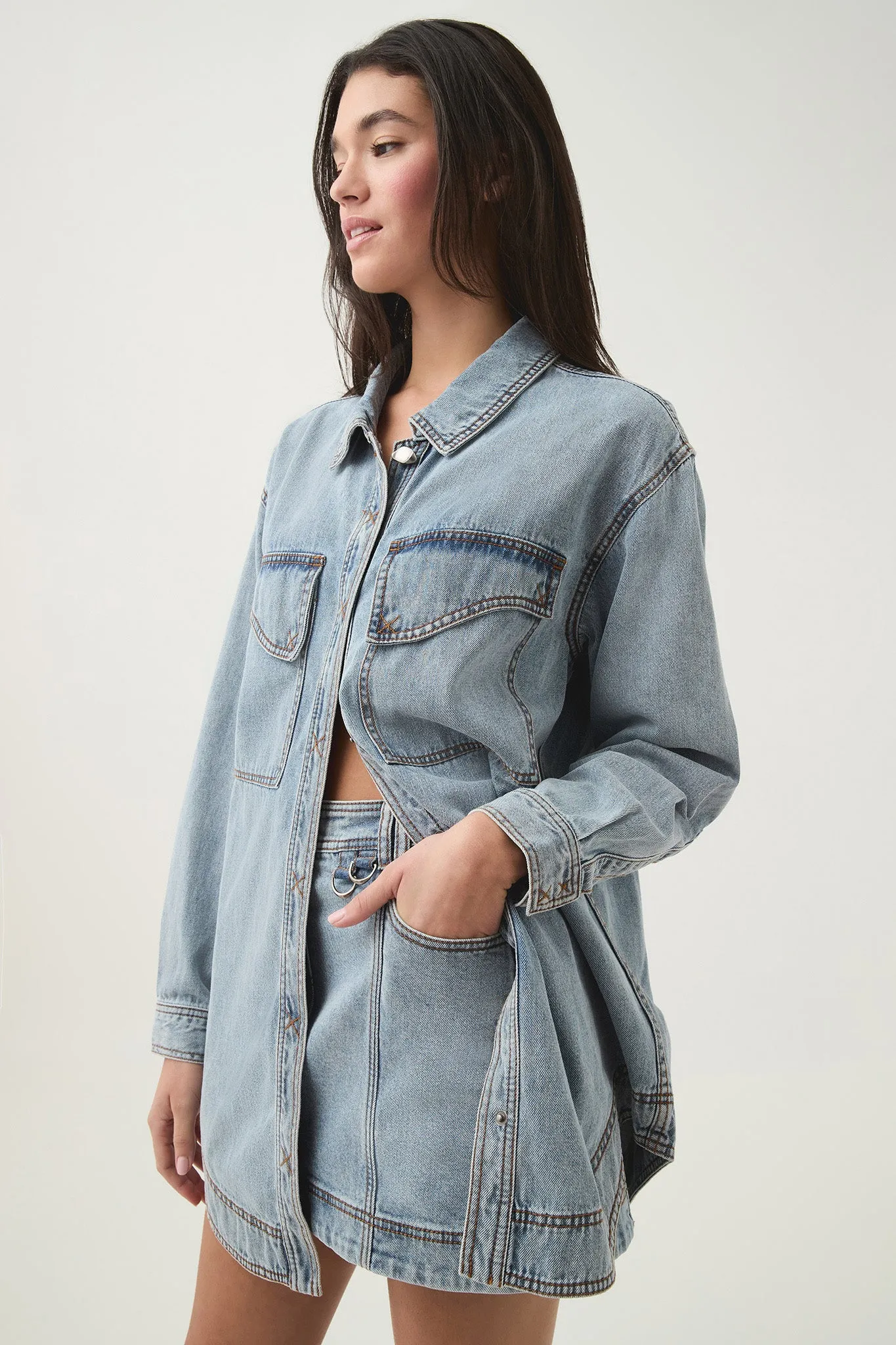 Corie Longline Denim Shirt