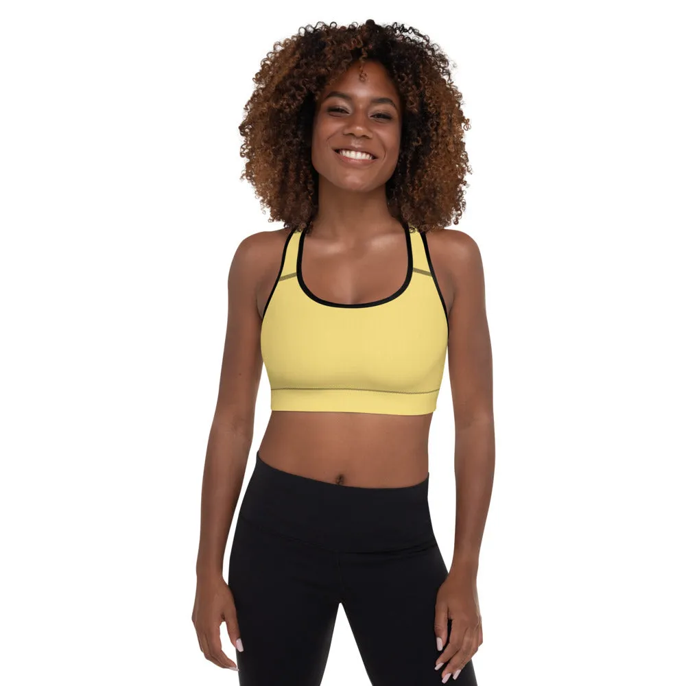 Daisy Yellow Padded Sports Bra