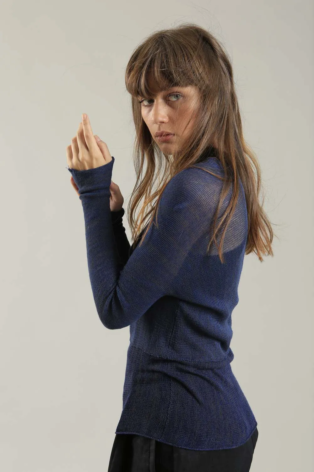 Dark Blue Cross knitted shirt with Long Sleeves