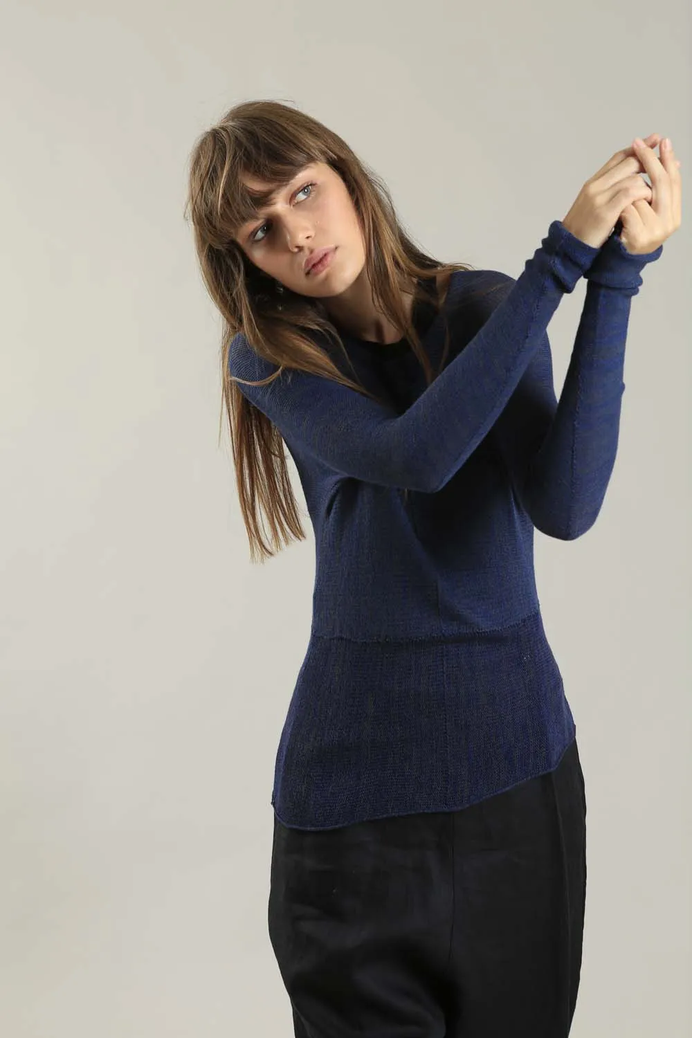 Dark Blue Cross knitted shirt with Long Sleeves