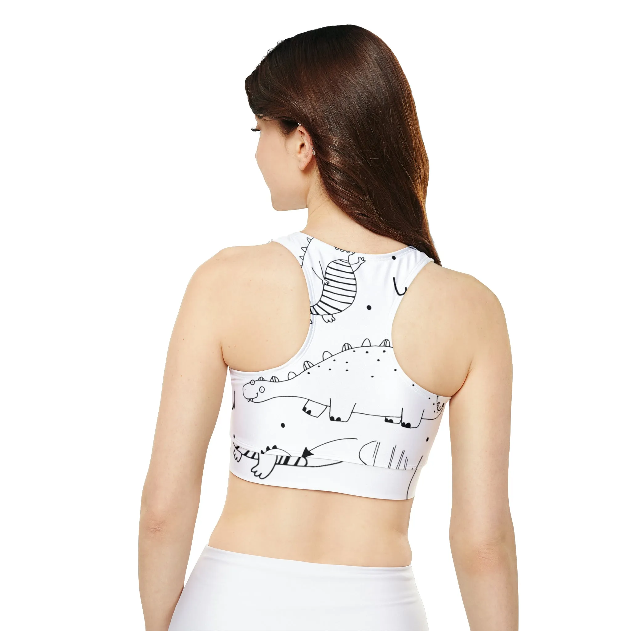 Doodle Dinosours - Inovax Padded Sports Bra