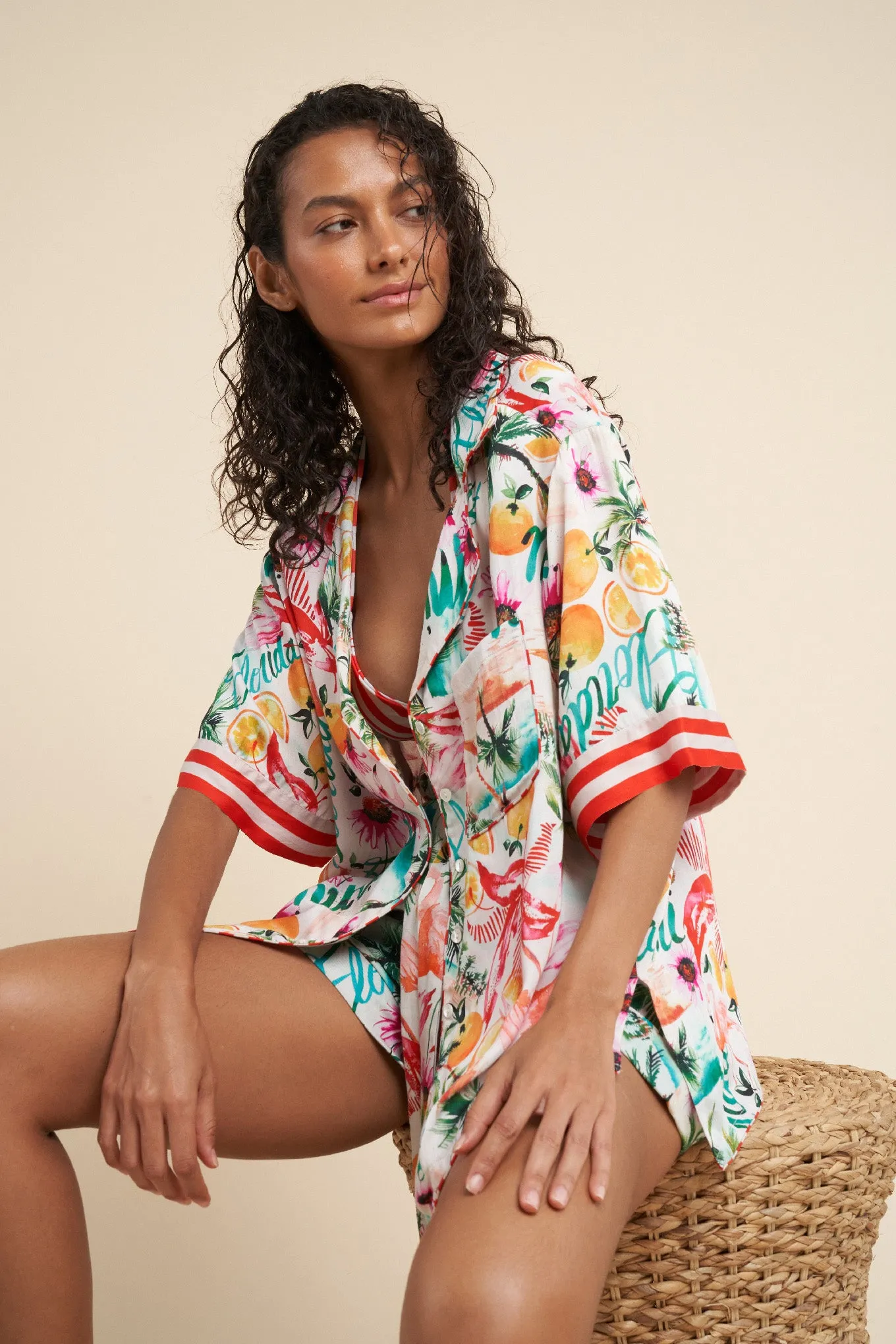 Florida Oversized button down shirt satin