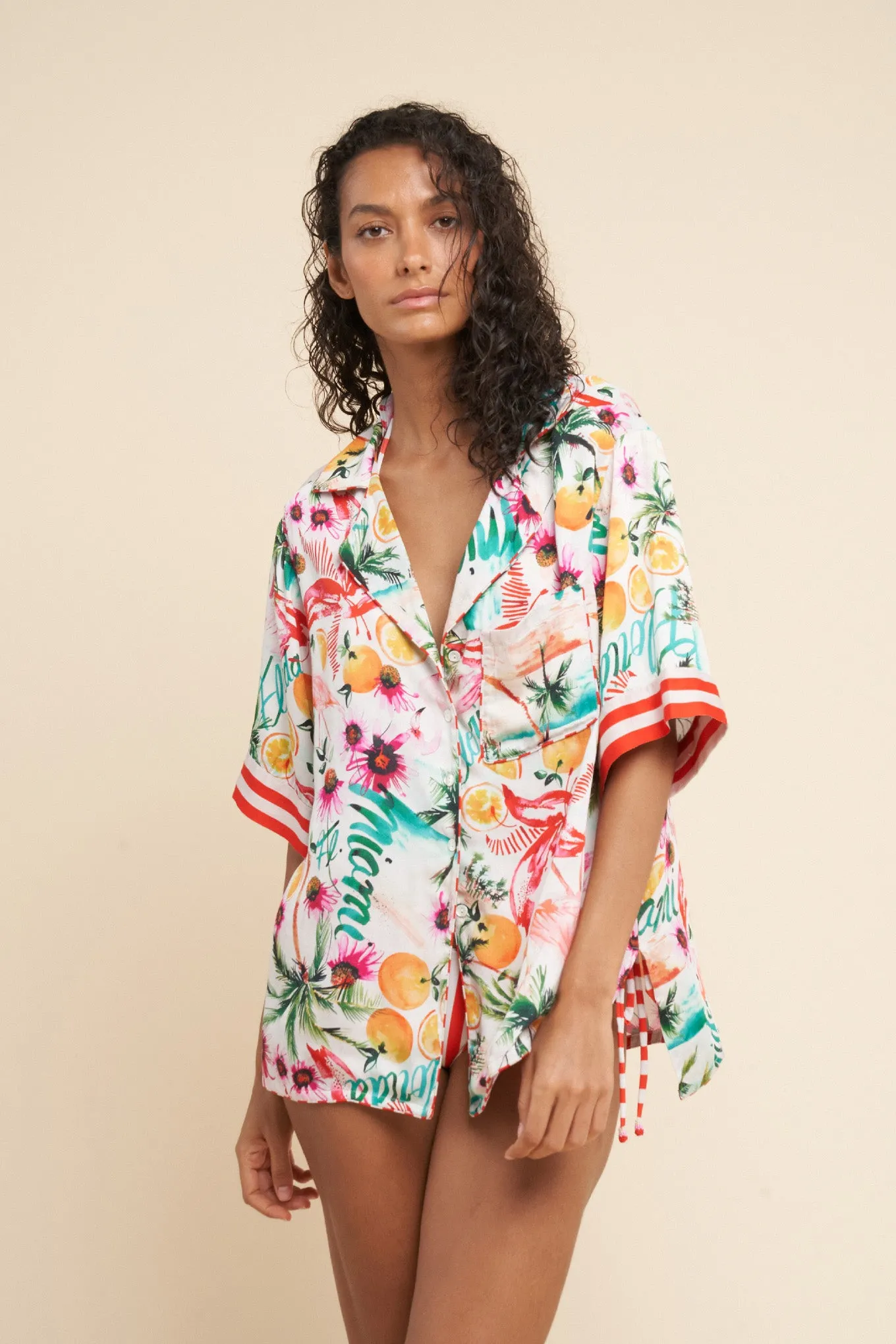 Florida Oversized button down shirt satin