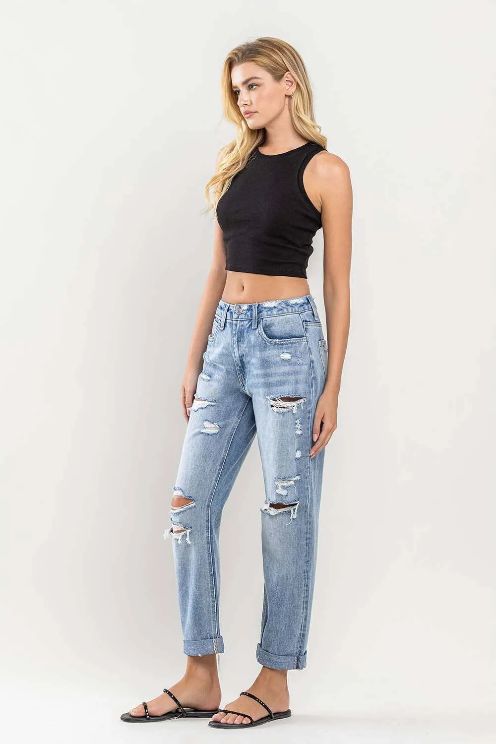 Flying Monkey High Rise Distressed Boyfriend Jean