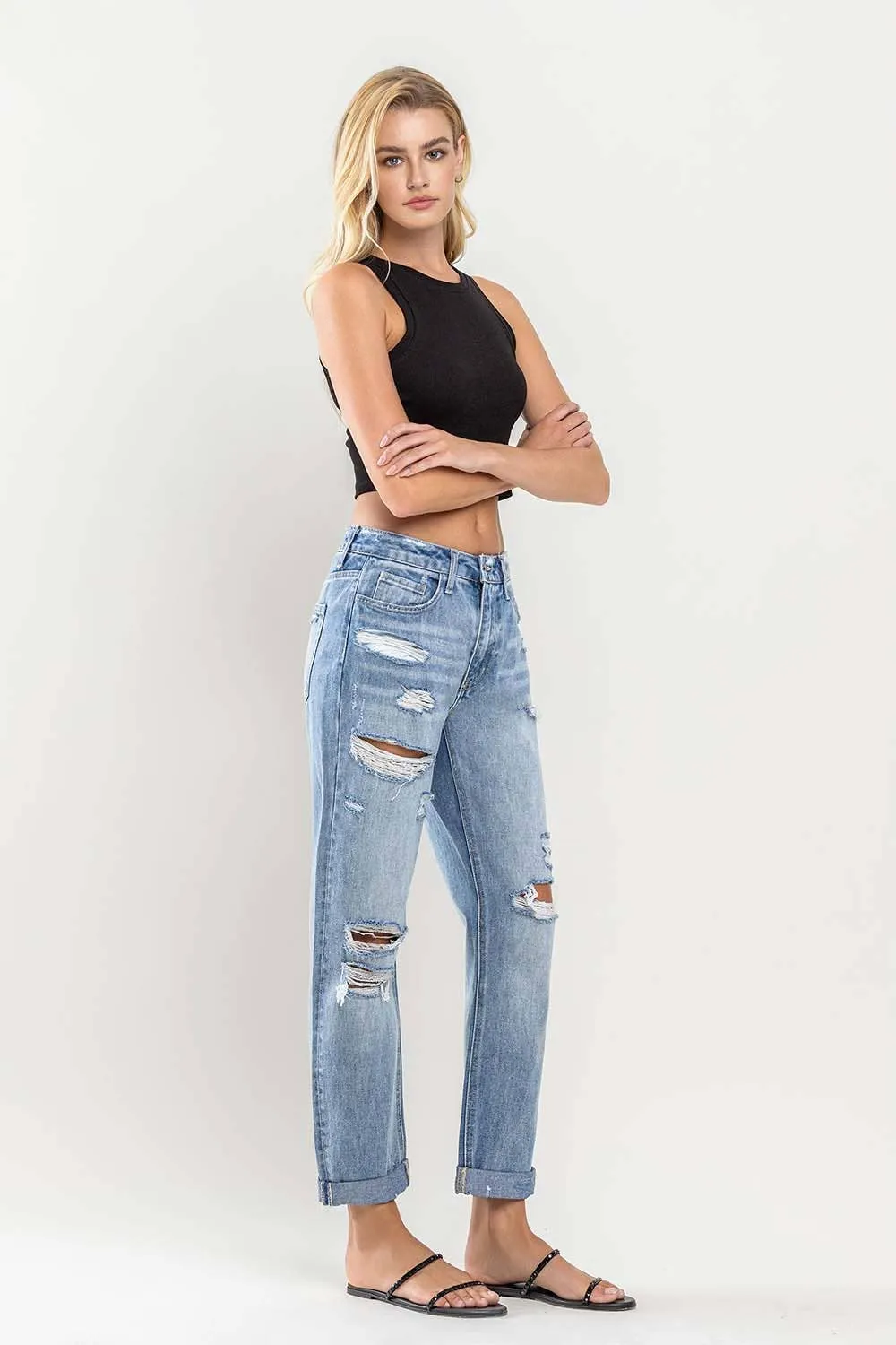 Flying Monkey High Rise Distressed Boyfriend Jean