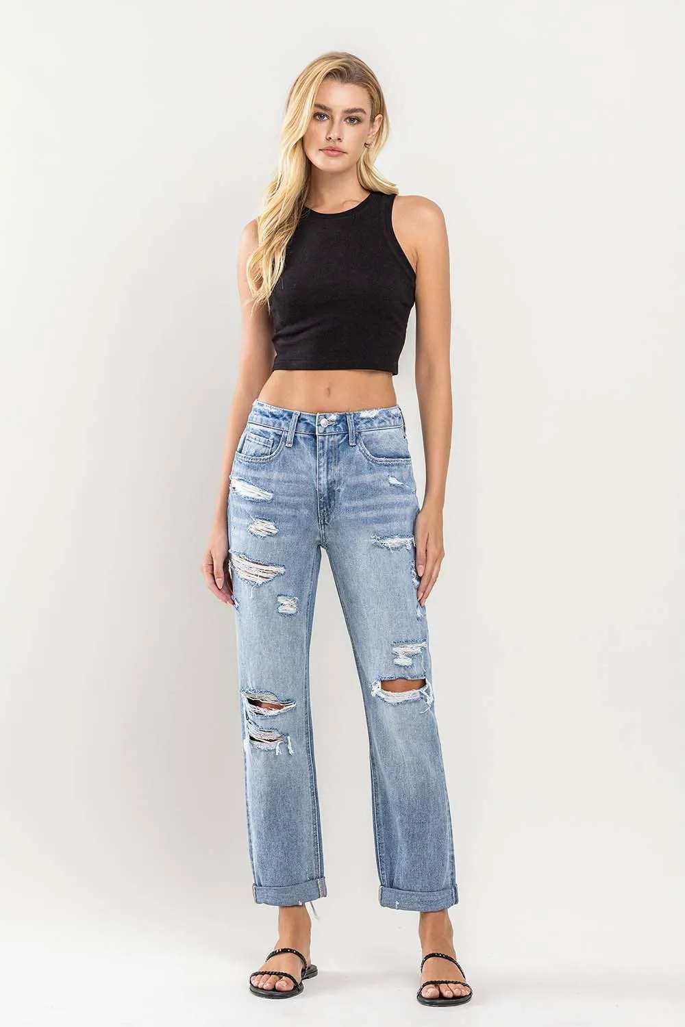 Flying Monkey High Rise Distressed Boyfriend Jean