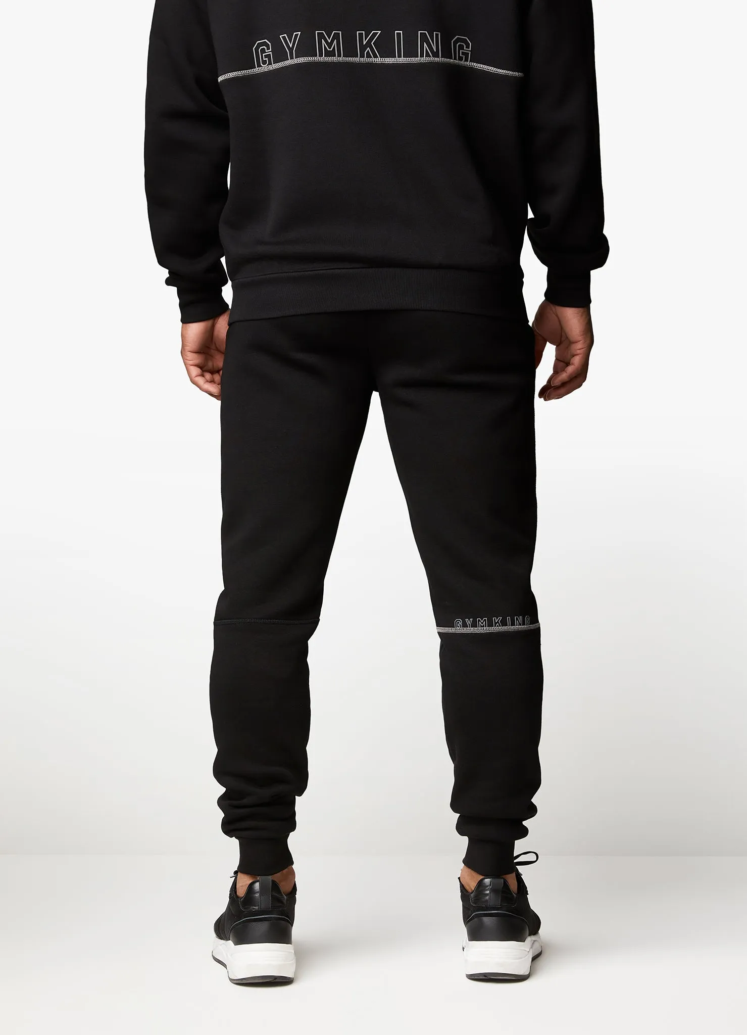 Gym King Outline Print Hood Tracksuit - Black