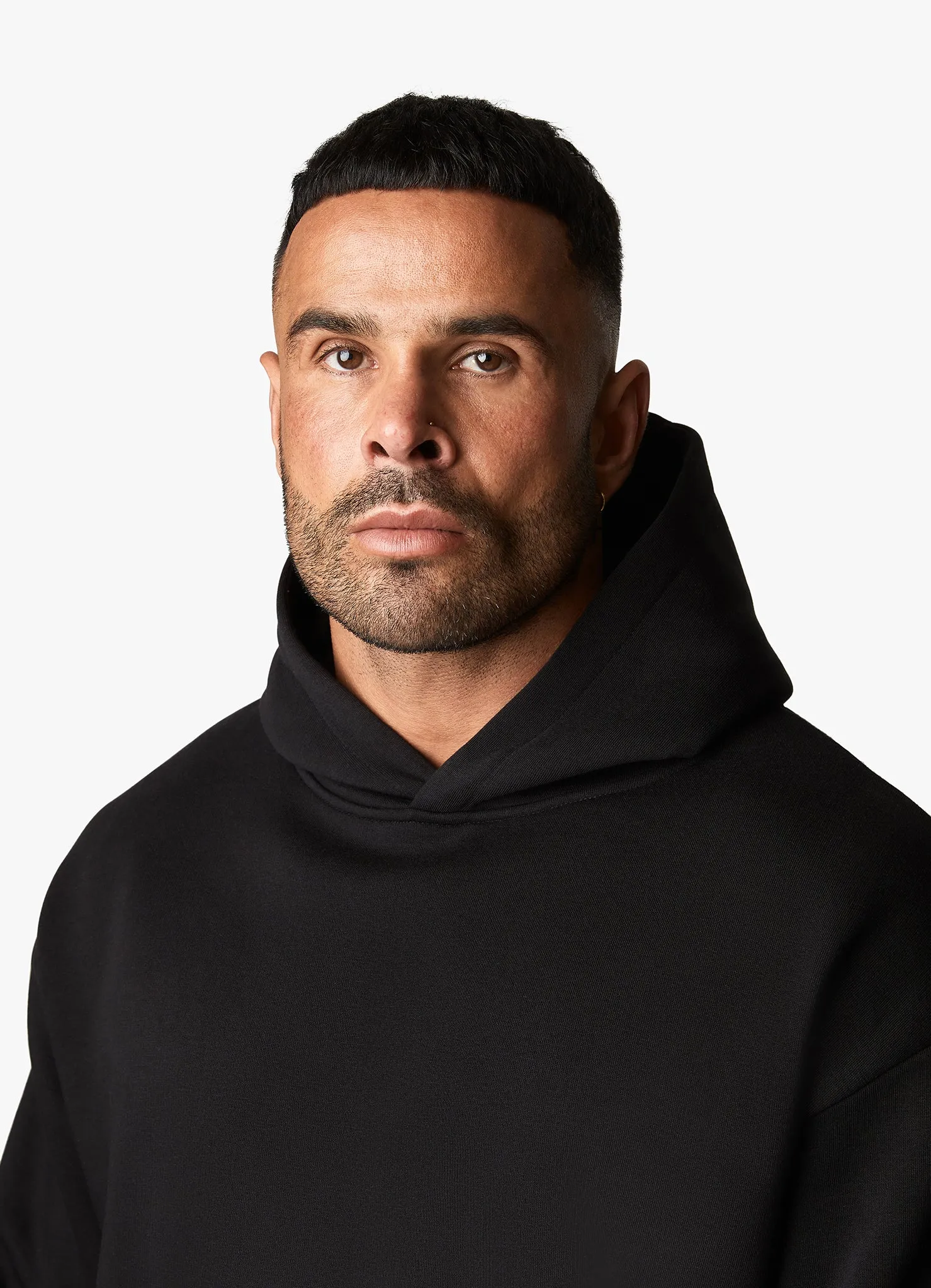 Gym King Outline Print Hood Tracksuit - Black