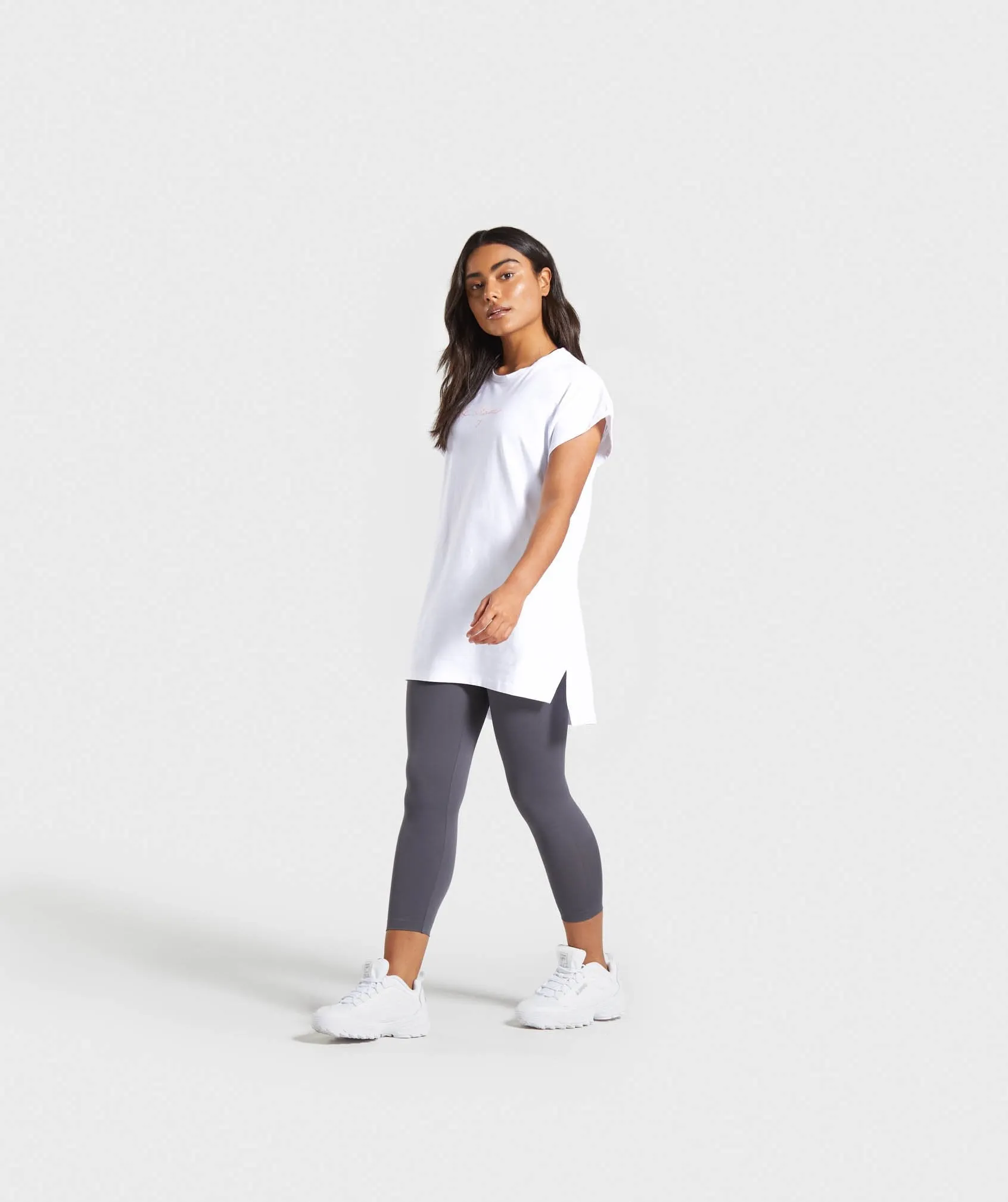 Gymshark Be Brave Longline Tee - White