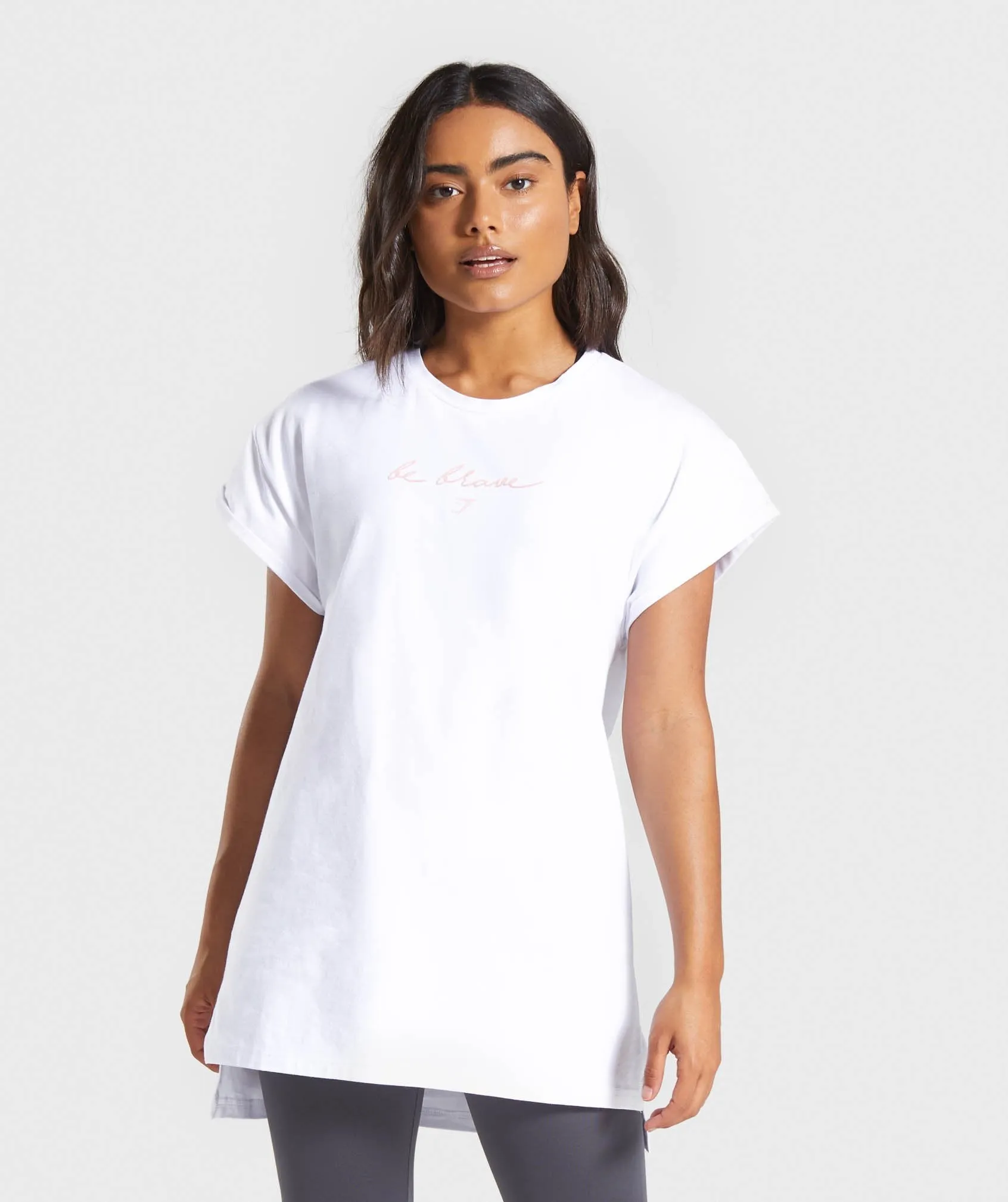 Gymshark Be Brave Longline Tee - White