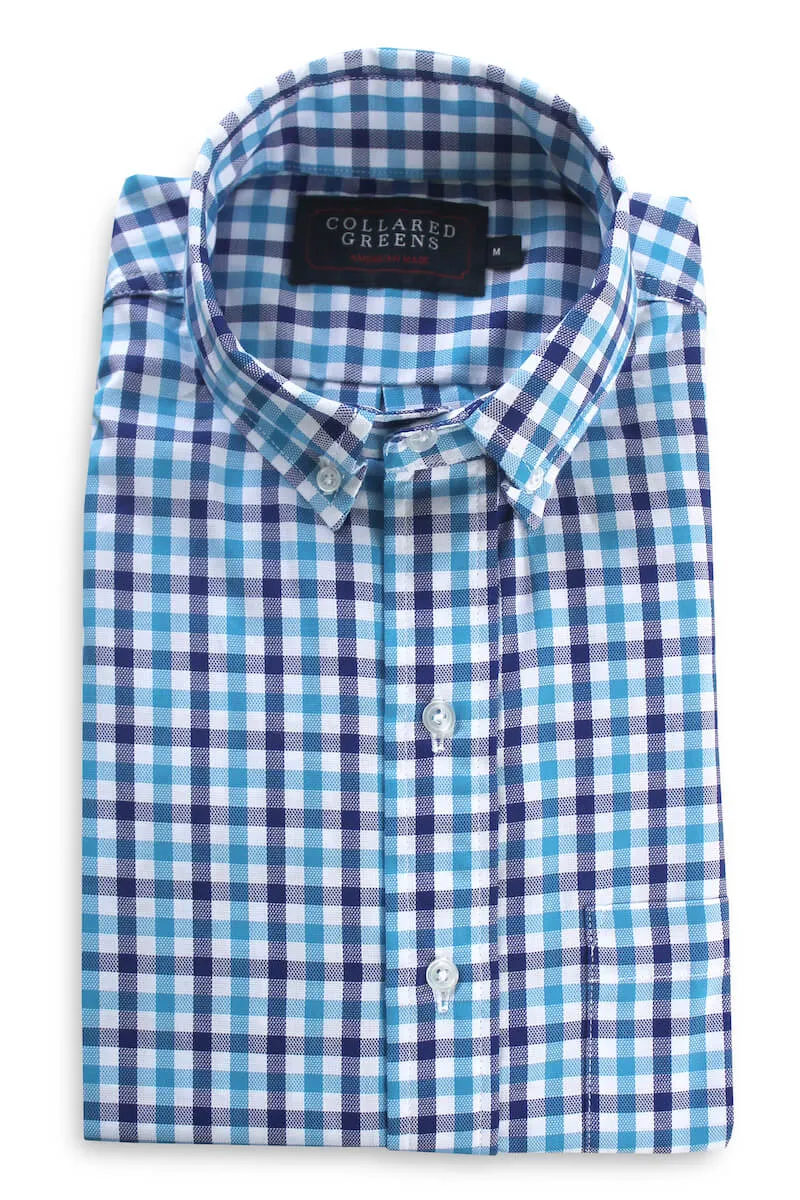 Hayden: Brookline Button Down Shirt - Turquoise/Navy