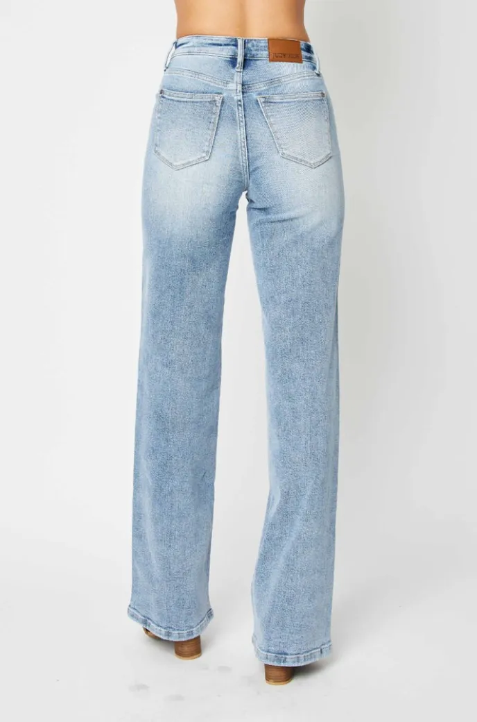 High Waist Front Yoke Retro Wide Judy Blue Denim