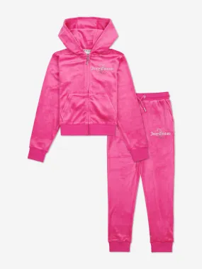 Juicy Couture Girls Diamante Logo Tracksuit in Pink