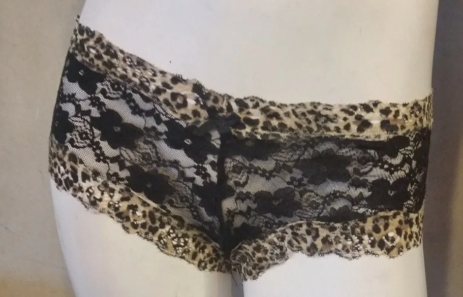 Lace Boyshort with Leopard Trim