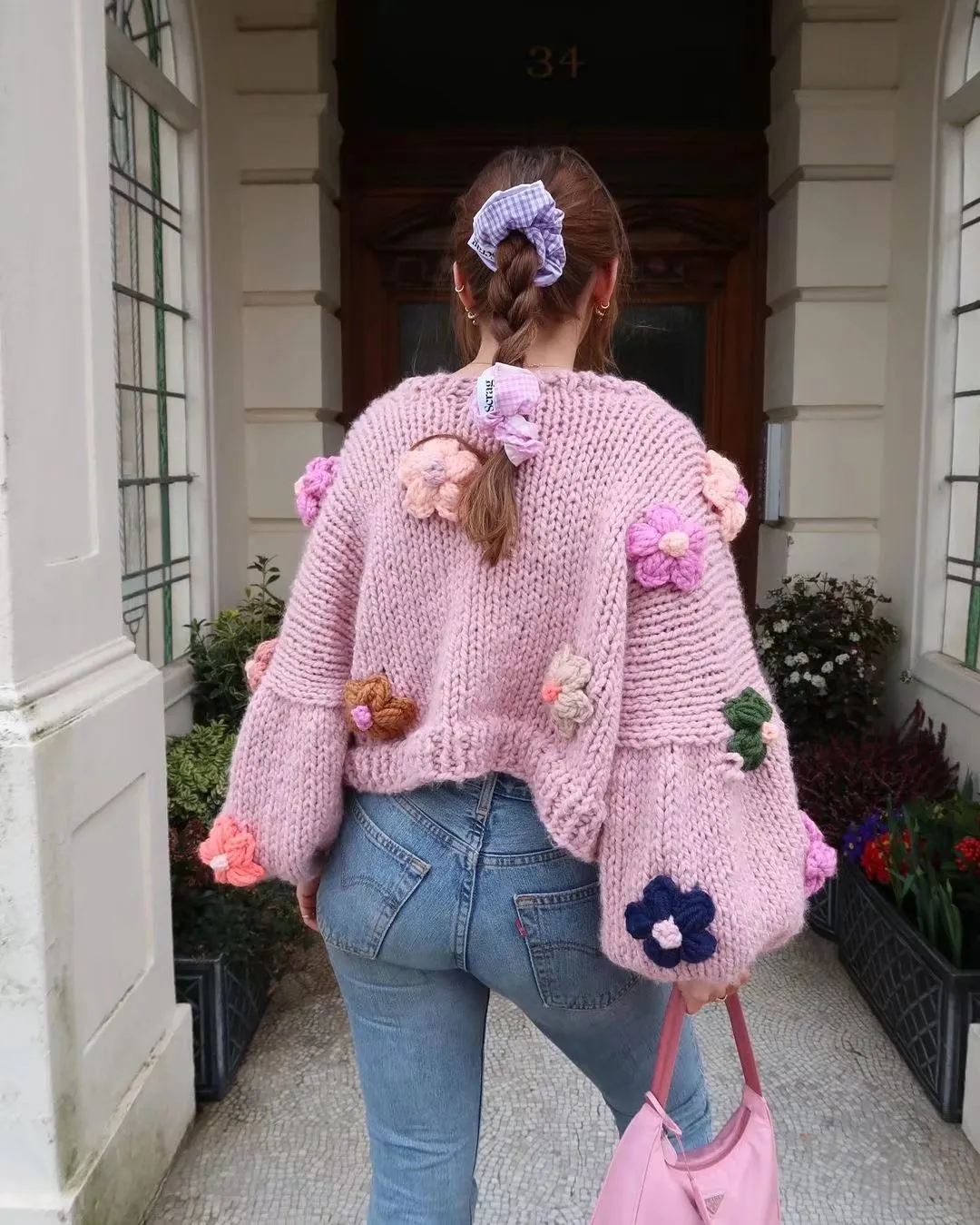 Layla Hand-Knitted Floral Cardigan