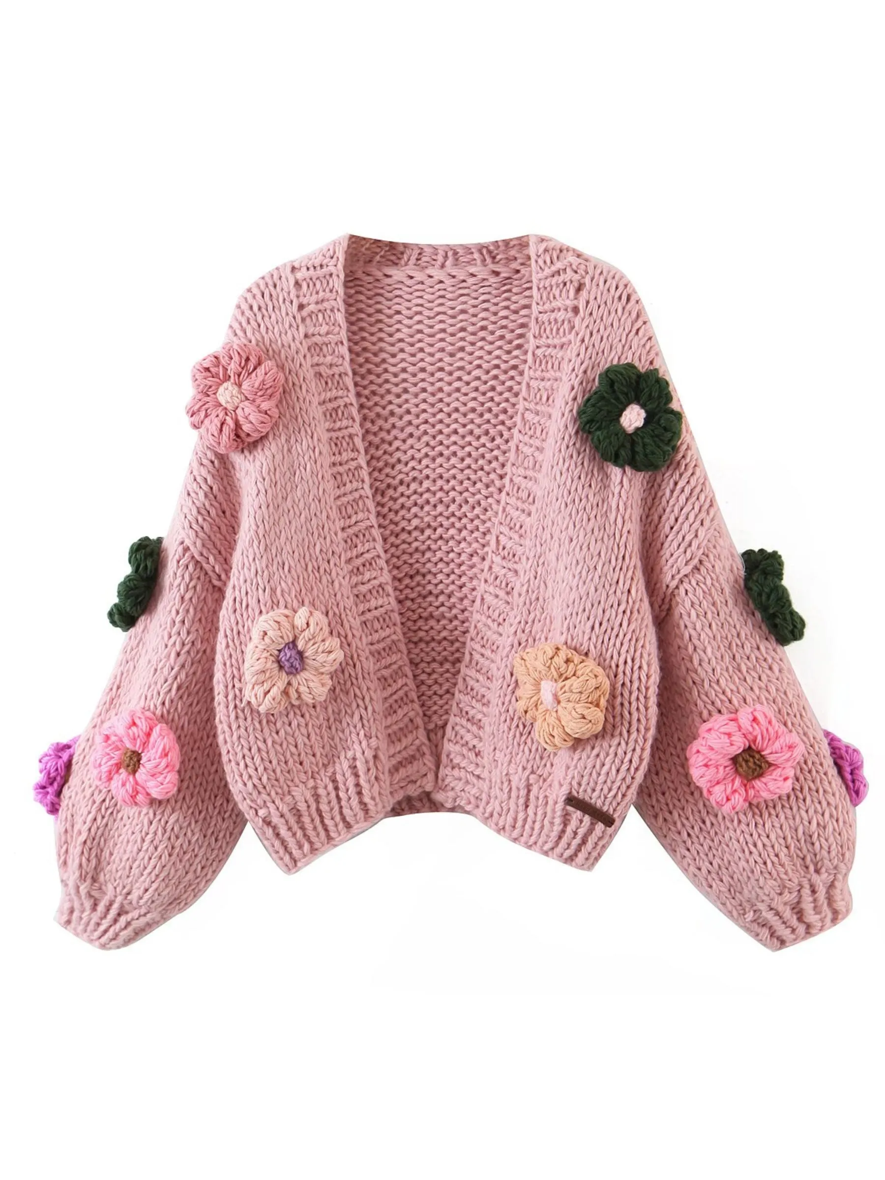 Layla Hand-Knitted Floral Cardigan