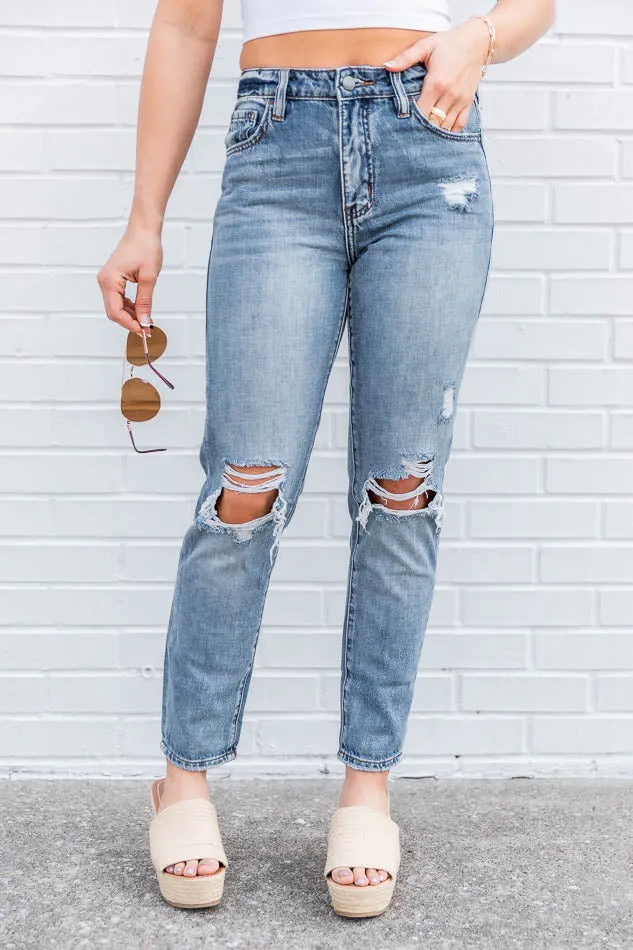 Libby Distressed Boyfriend Medium Wash Jeans FINAL SALE