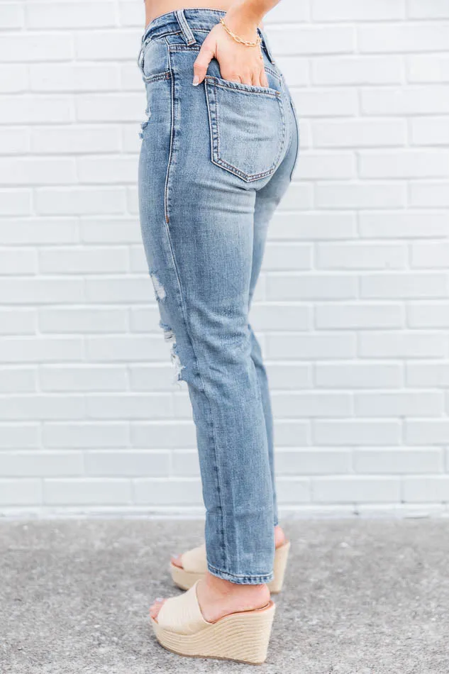 Libby Distressed Boyfriend Medium Wash Jeans FINAL SALE