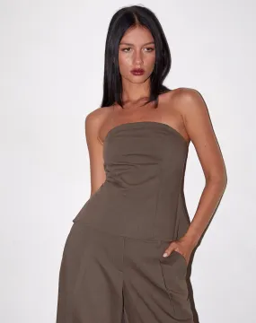 Mairi Longline Bandeau Top in Taupe Tailoring