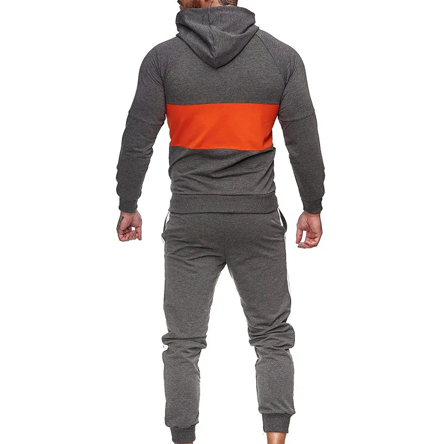 Men Fall Color Block 2 Pieces Sweatsuits