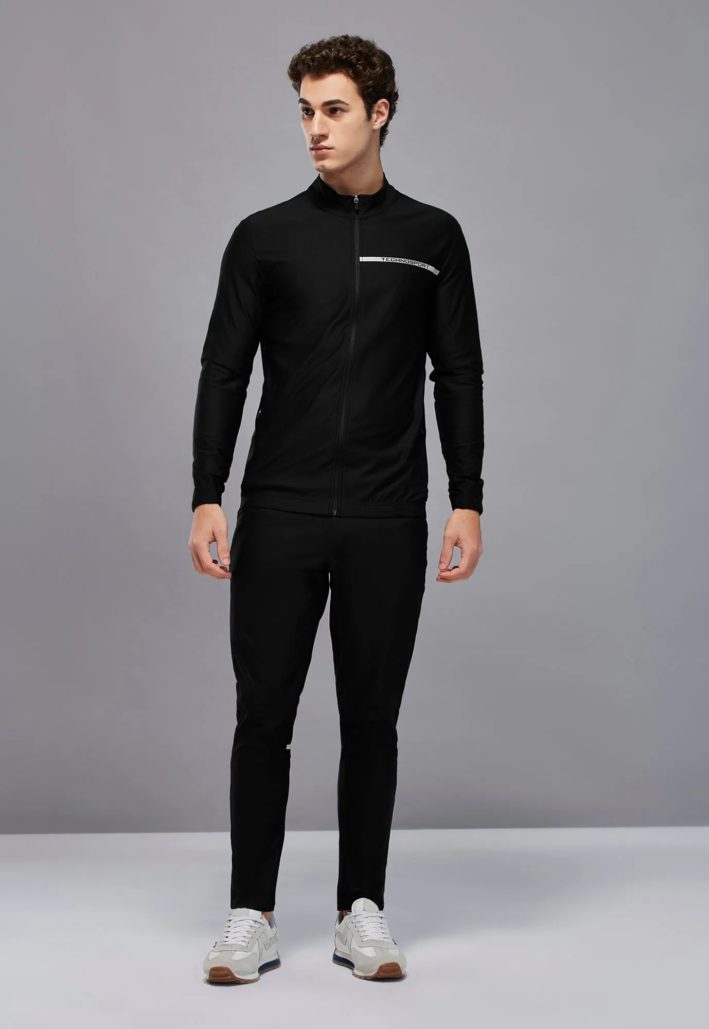 Men Solid Slim Fit Mock Tracksuits with DURACOOL 