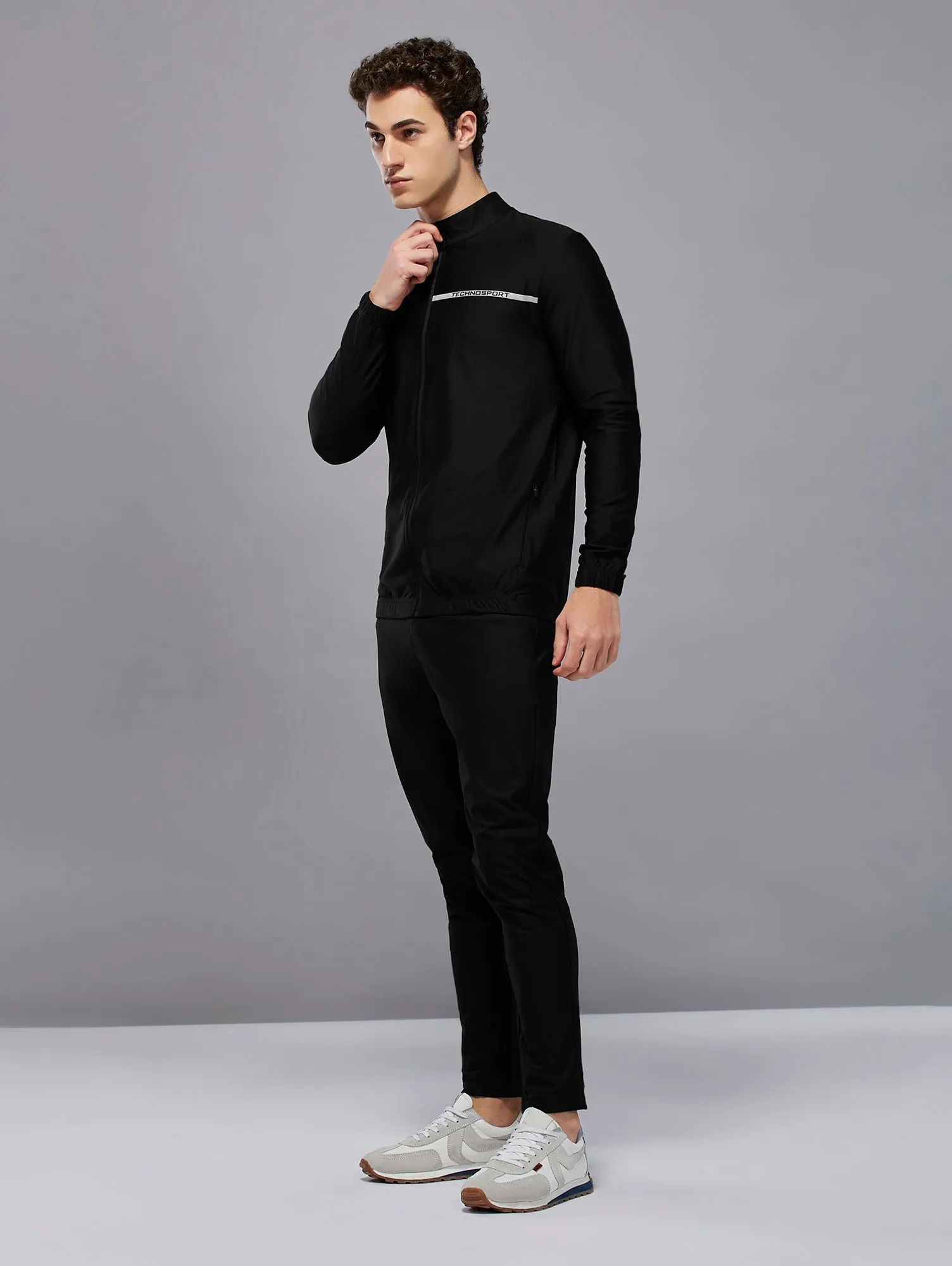 Men Solid Slim Fit Mock Tracksuits with DURACOOL 