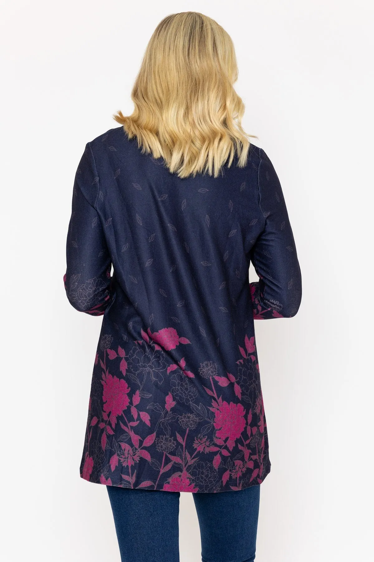 Navy Floral Print Tunic Top with Snood