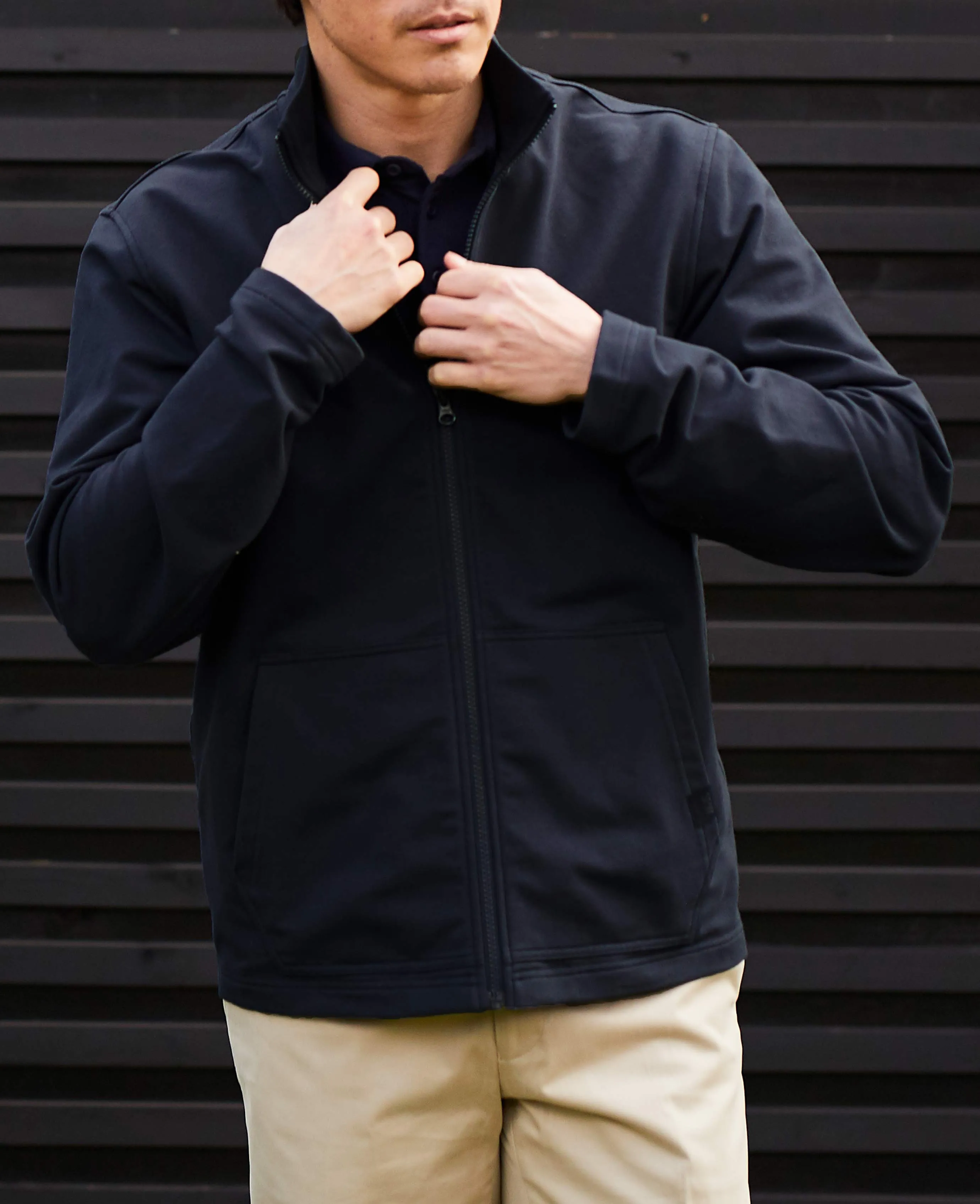 Navy Stretch Cotton Blend Zip-Up Sweatshirt