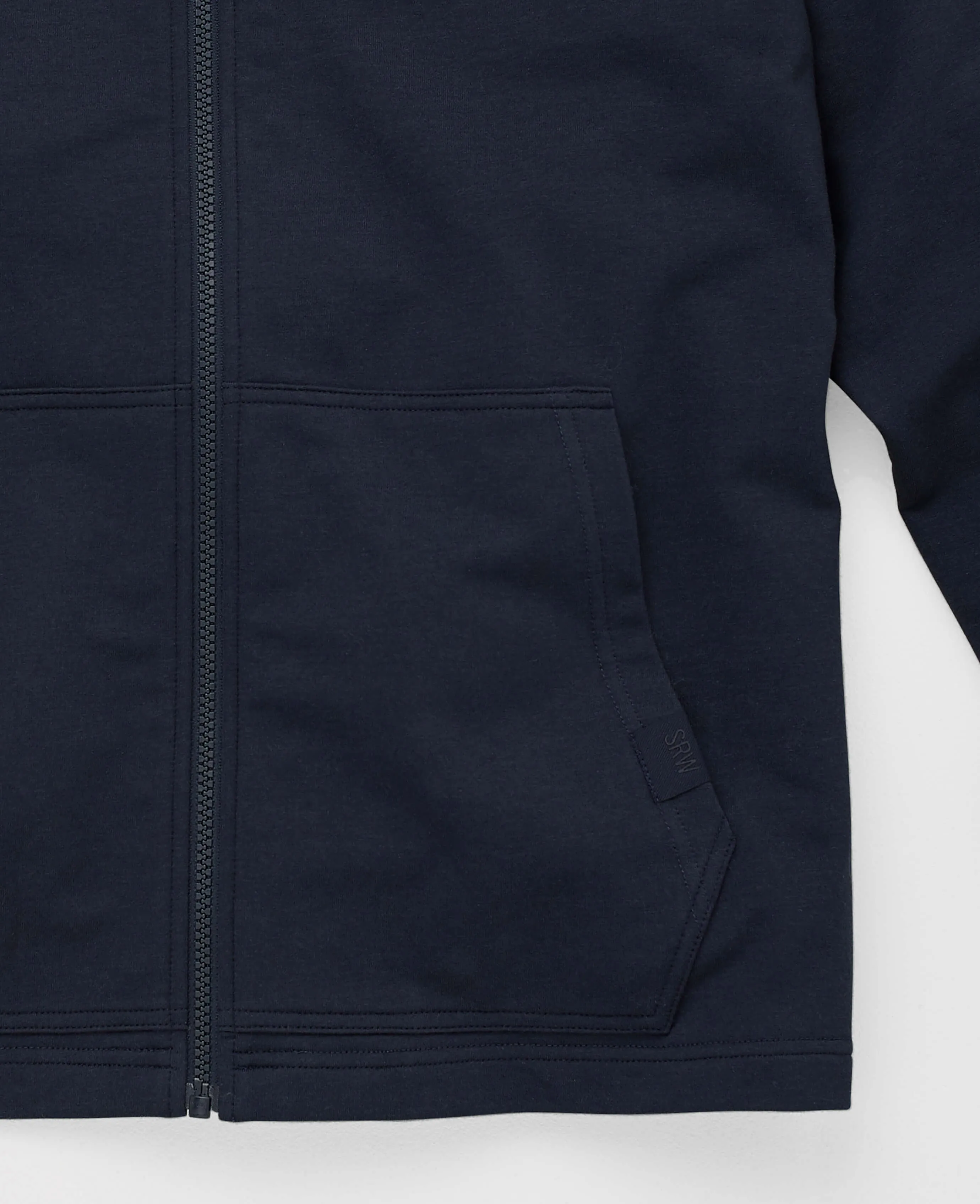 Navy Stretch Cotton Blend Zip-Up Sweatshirt